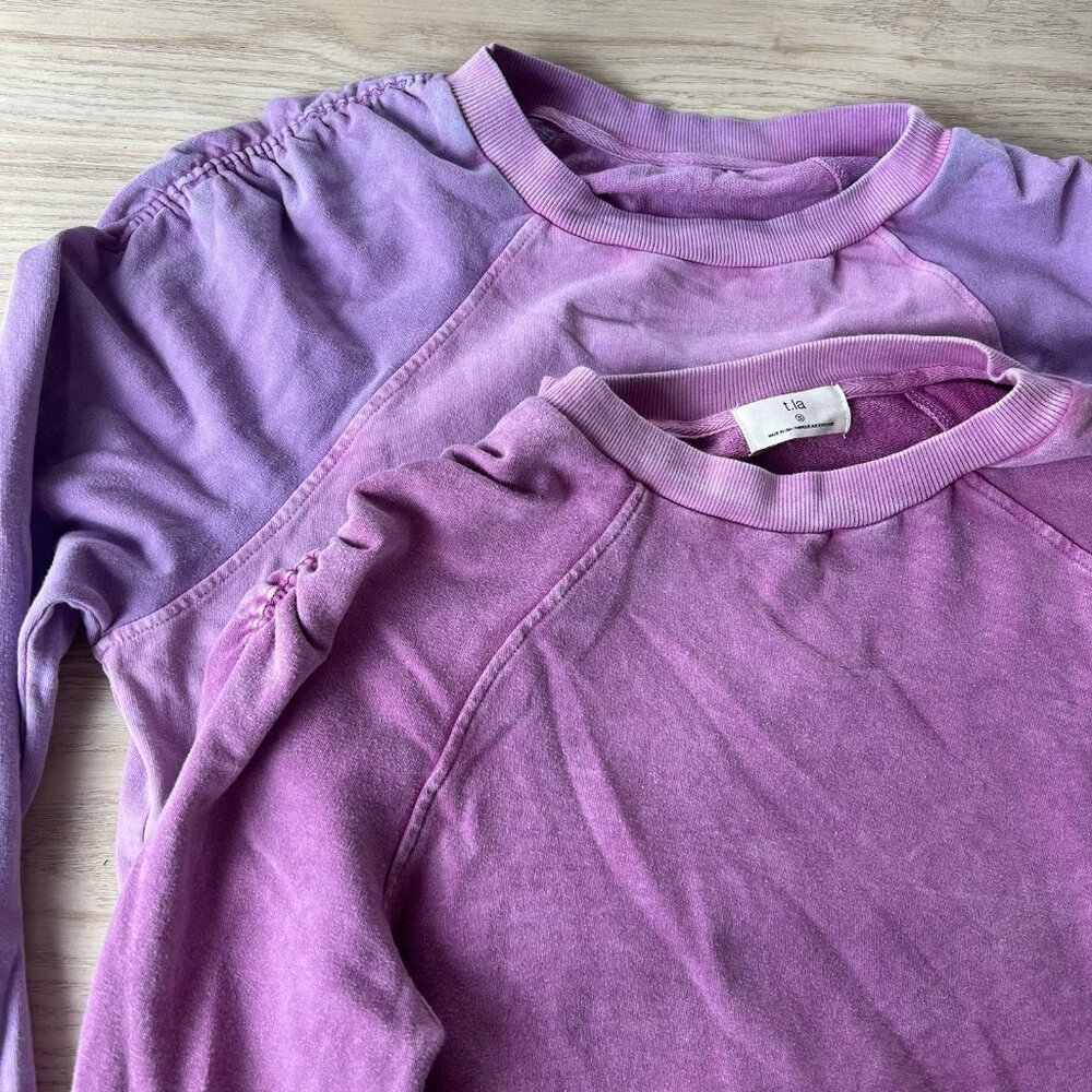 T.LA Ruched Sweatshirt Truly Madly Deeply Pink French Terry Burnout Garment Dyed - Picture 11 of 16